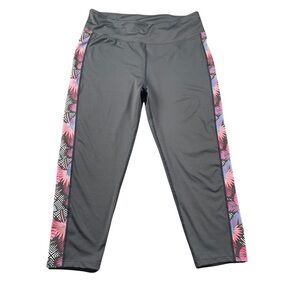 Orange theory Workout Leggings Gray with Floral • XL